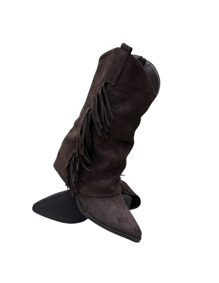 BOTIN FLECOS LATERALES MARRON