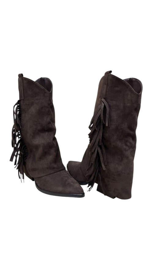 BOTIN FLECOS LATERALES MARRON