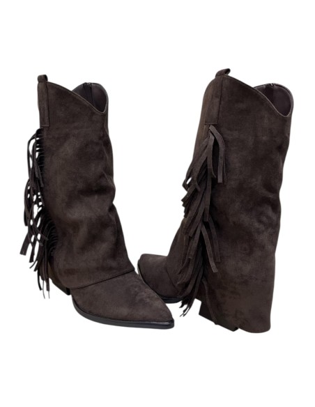 BOTIN FLECOS LATERALES MARRON