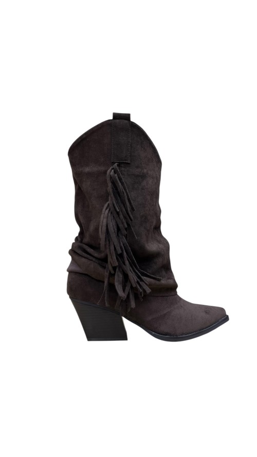 BOTIN FLECOS LATERALES MARRON