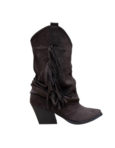 BOTIN FLECOS LATERALES MARRON