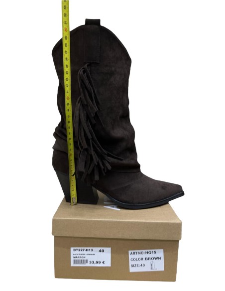 BOTIN FLECOS LATERALES MARRON