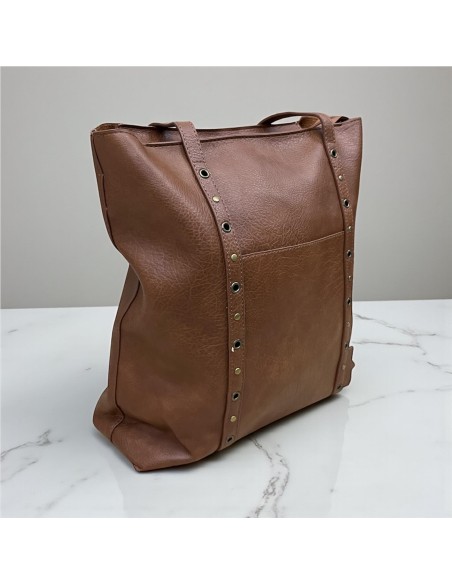 BOLSO TACHAS LATERTALES MARRON