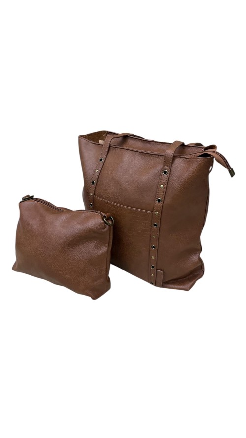 BOLSO TACHAS LATERTALES MARRON
