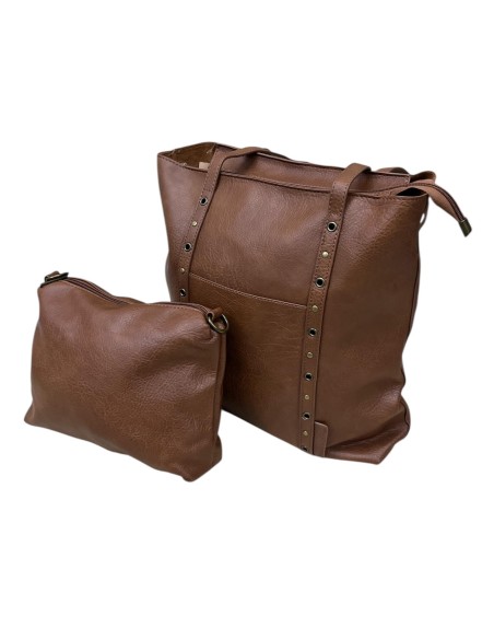 BOLSO TACHAS LATERTALES MARRON