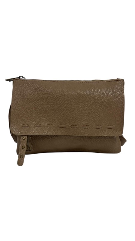 BOLSO NAPA DOBLE CREMALLERA TAUPE