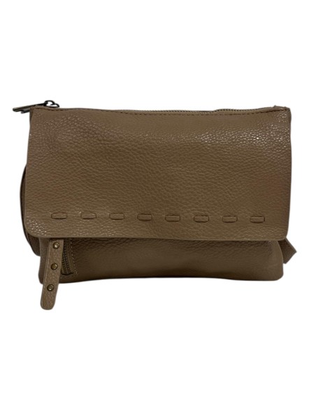 BOLSO NAPA DOBLE CREMALLERA TAUPE