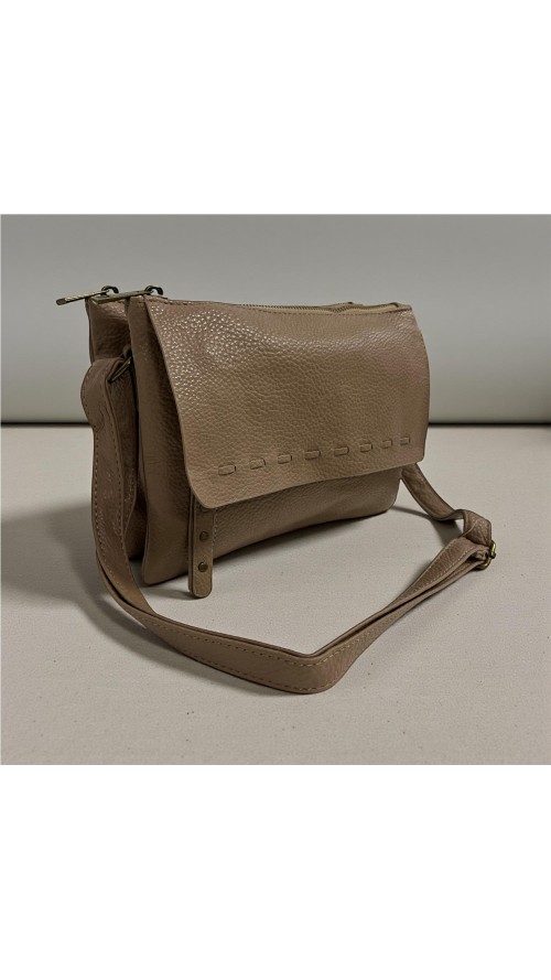 BOLSO NAPA DOBLE CREMALLERA TAUPE