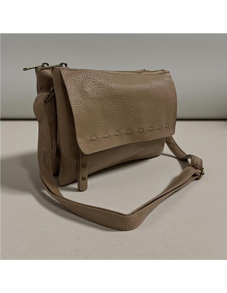 BOLSO NAPA DOBLE CREMALLERA TAUPE