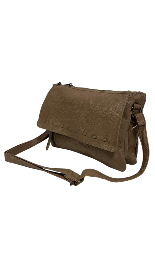 BOLSO NAPA DOBLE CREMALLERA TAUPE
