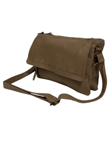 BOLSO NAPA DOBLE CREMALLERA TAUPE