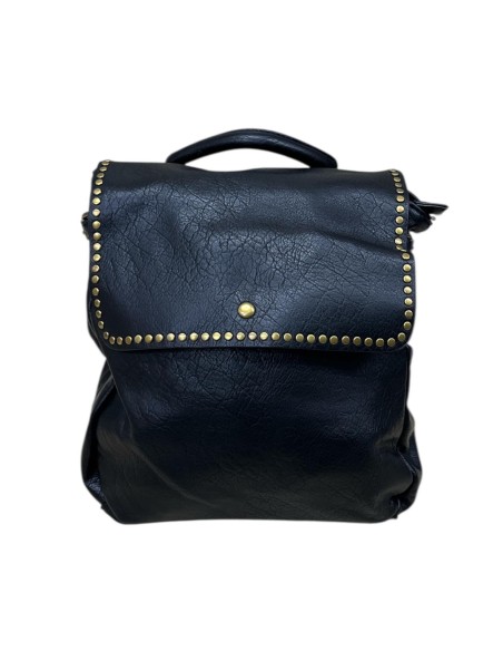BOLSO NAPA SOLAPA TACHAS NEGRO