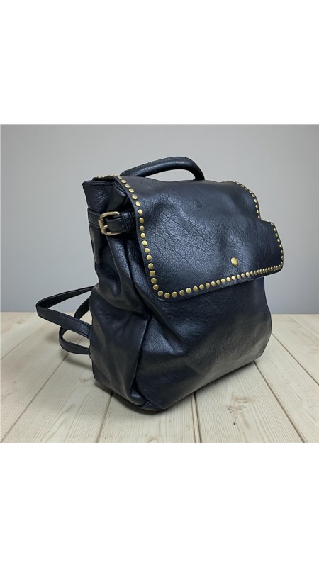 BOLSO NAPA SOLAPA TACHAS NEGRO 2