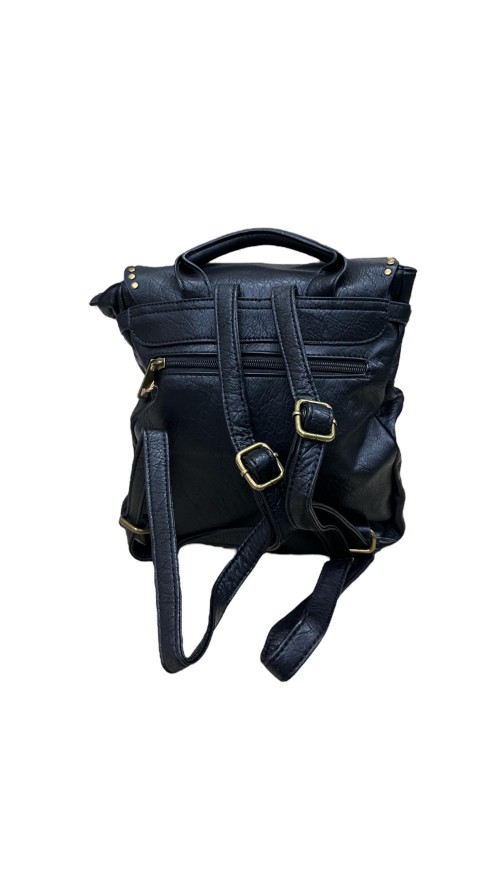 BOLSO NAPA SOLAPA TACHAS NEGRO