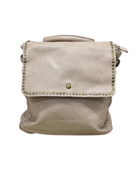 BOLSO NAPA SOLAPA TACHAS BEIG