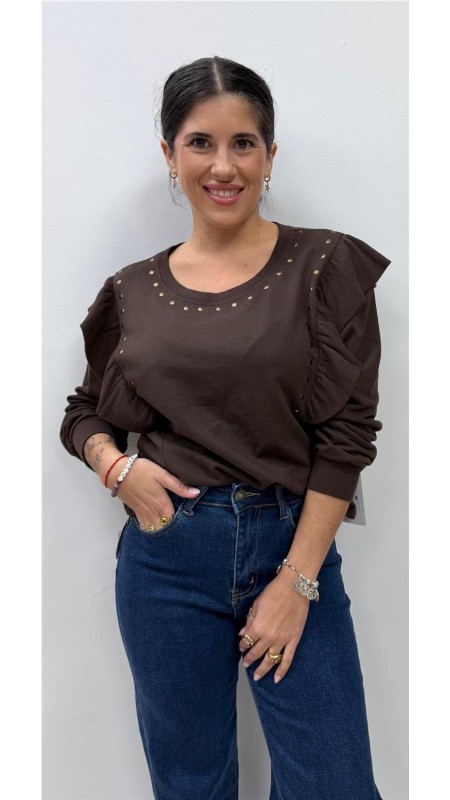 CAMISETA TACHAS MARRON