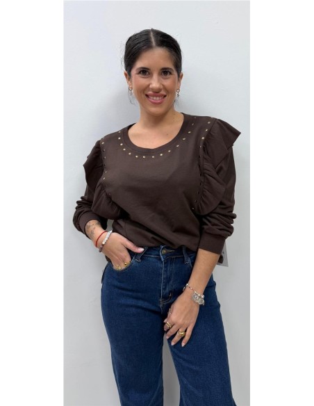 CAMISETA TACHAS MARRON