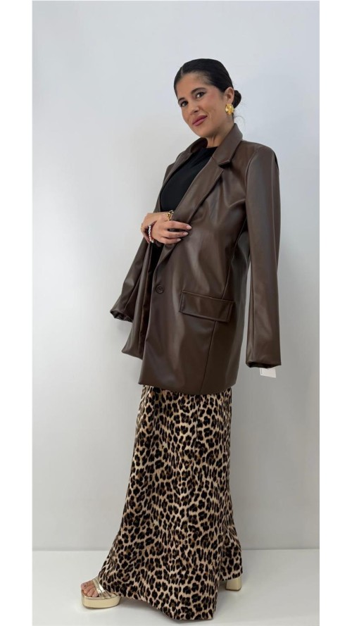 CHAQUETA CUERO DULCE MARRON