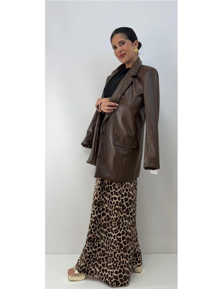 CHAQUETA CUERO DULCE MARRON