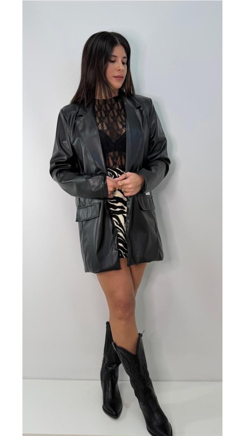 CHAQUETA CUERO DULCE NEGRO