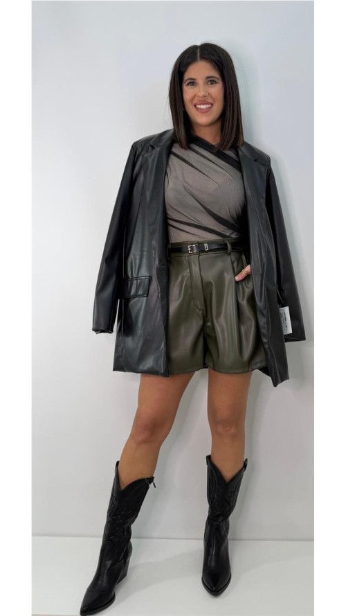 CHAQUETA CUERO DULCE NEGRO