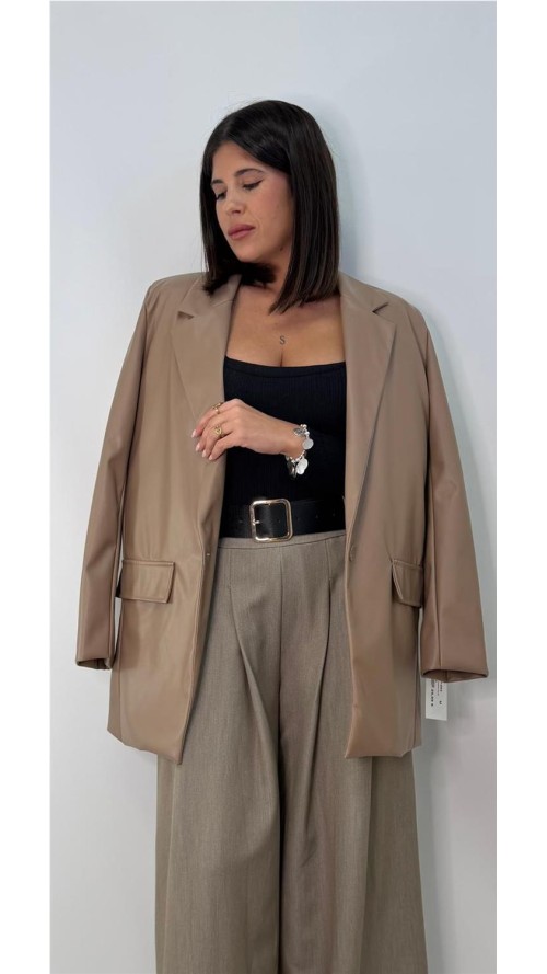 CHAQUETA CUERO DULCE TAUPE