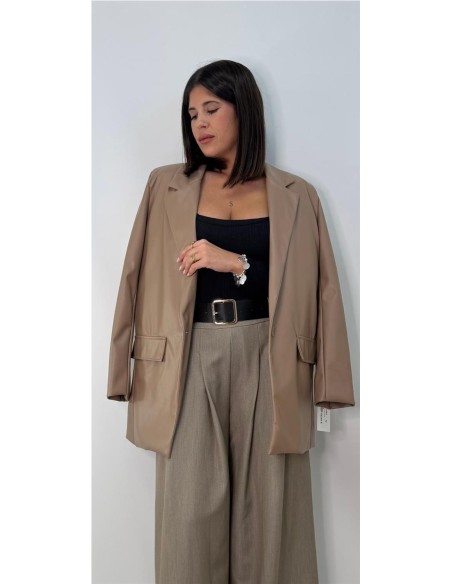 CHAQUETA CUERO DULCE TAUPE