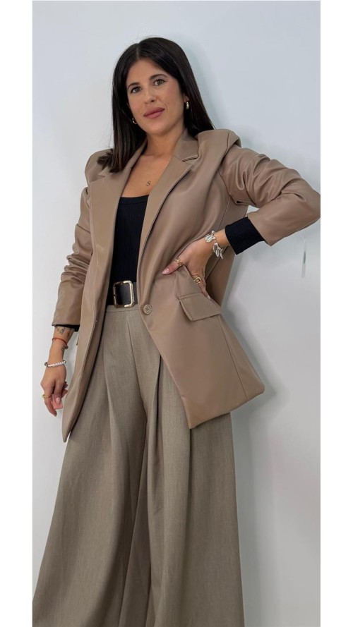 CHAQUETA CUERO DULCE TAUPE
