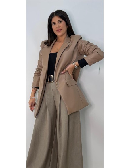 CHAQUETA CUERO DULCE TAUPE