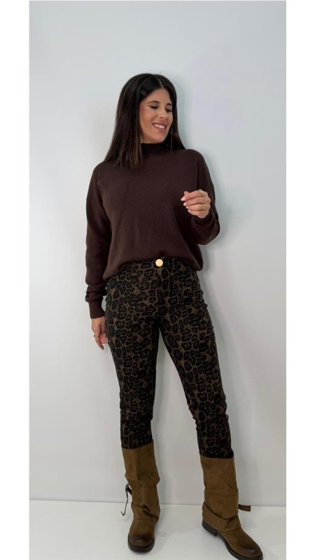 PANTALON LEOPARDO PITILLO MARRON 2