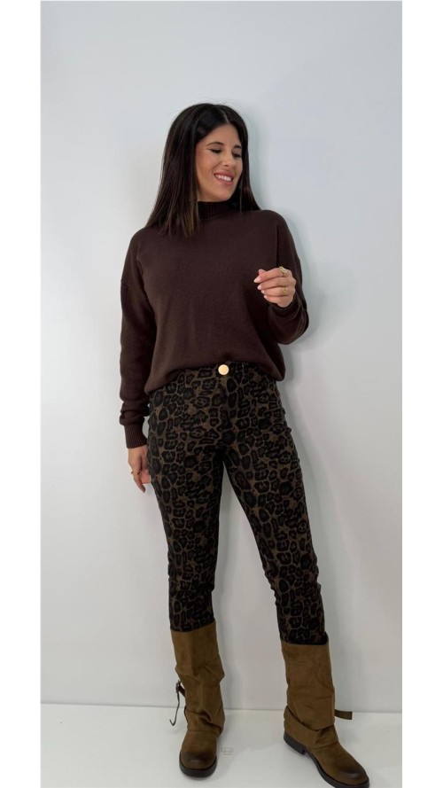 PANTALON LEOPARDO PITILLO MARRON