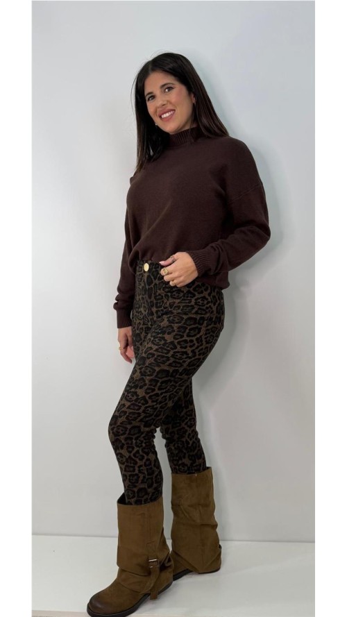 PANTALON LEOPARDO PITILLO MARRON