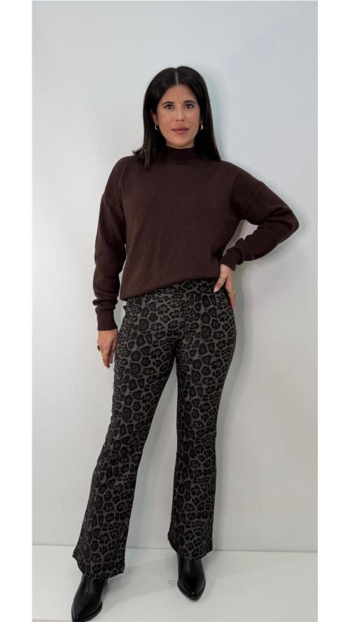 PANTALON LEOPARDO CAMPANA GRIS