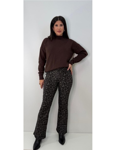 PANTALON LEOPARDO CAMPANA GRIS