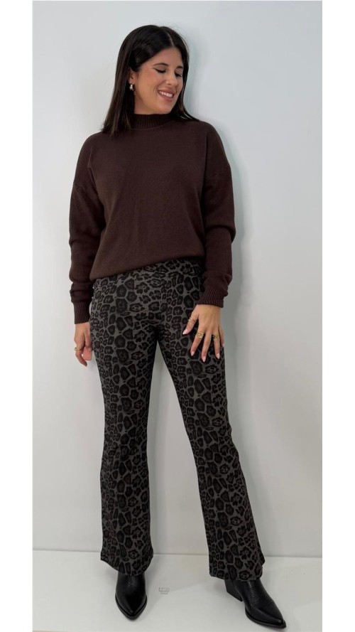PANTALON LEOPARDO CAMPANA GRIS
