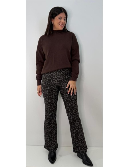 PANTALON LEOPARDO CAMPANA GRIS