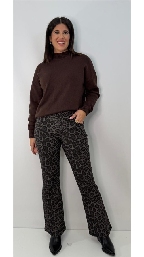 PANTALON LEOPARDO CAMPANA GRIS
