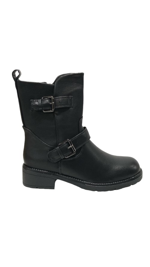 BOTIN MOTERO DOBLE HEBILLA NEGRO