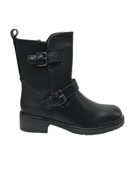 BOTIN MOTERO DOBLE HEBILLA NEGRO