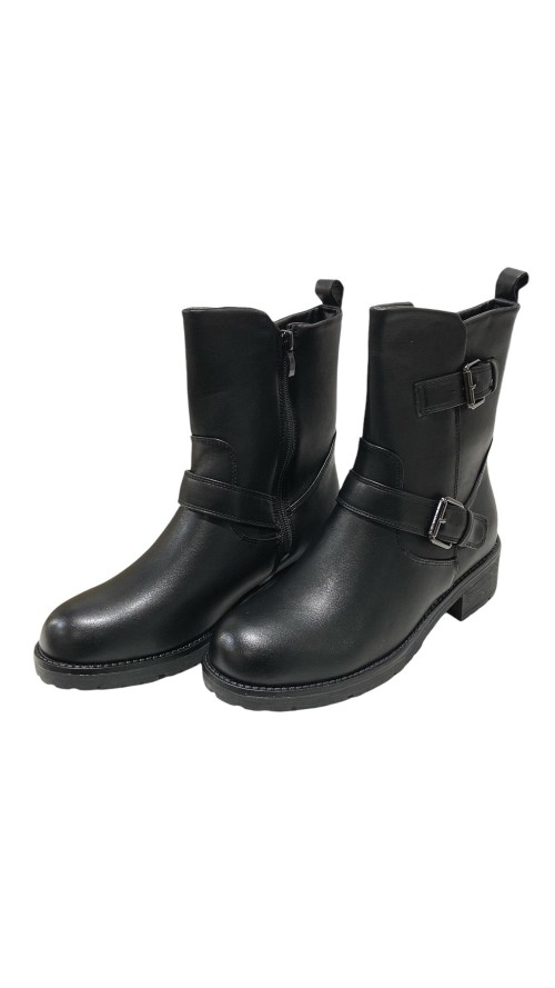 BOTIN MOTERO DOBLE HEBILLA NEGRO