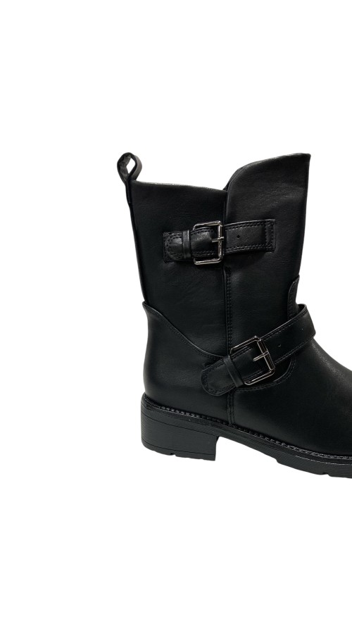BOTIN MOTERO DOBLE HEBILLA NEGRO