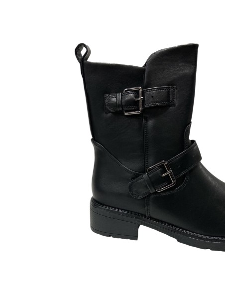 BOTIN MOTERO DOBLE HEBILLA NEGRO