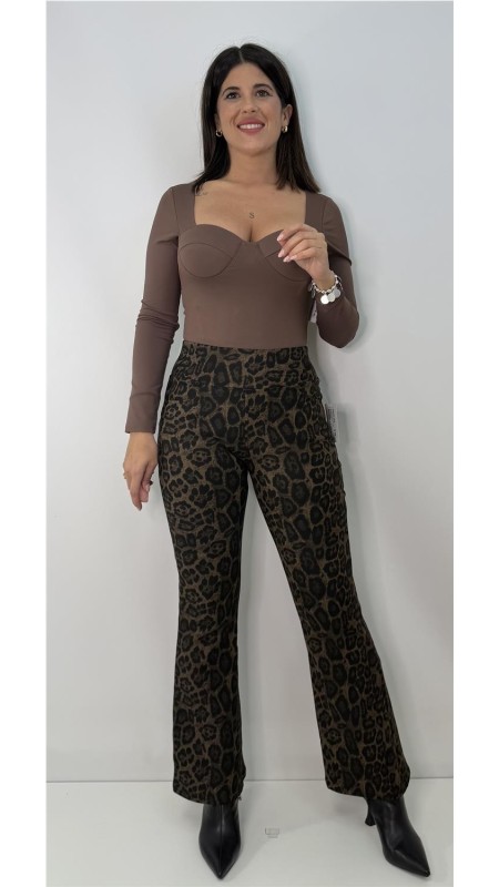 PANTALON LEOPARDO CAMPANA MARRON