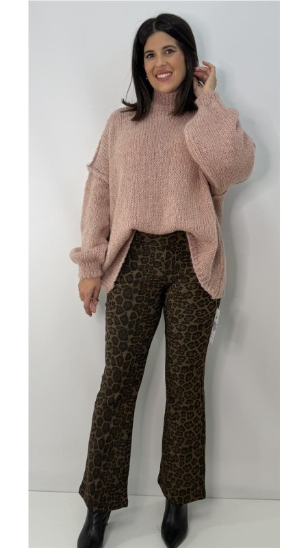PANTALON LEOPARDO CAMPANA CAMEL