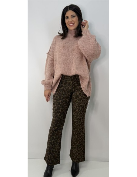 PANTALON LEOPARDO CAMPANA CAMEL