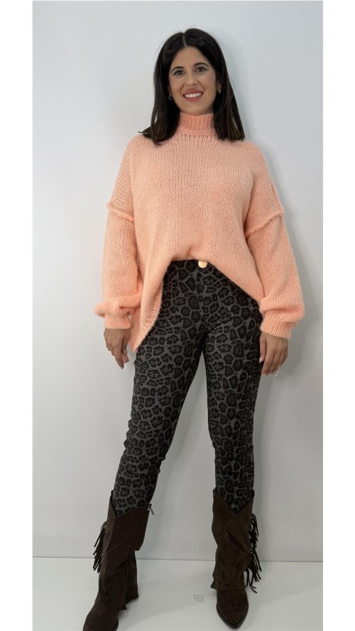 PANTALON LEOPARDO PITILLO GRIS