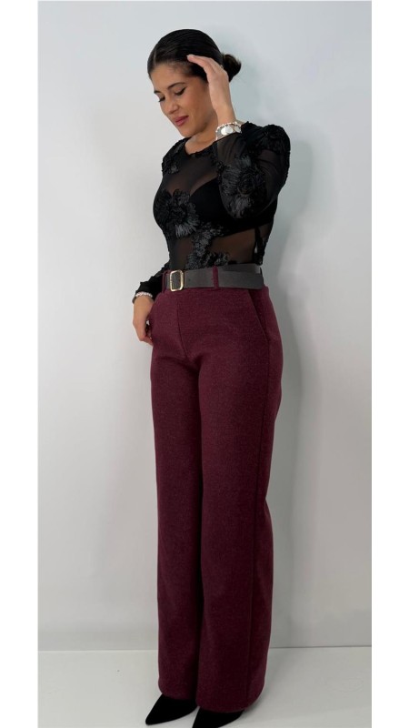 PANTALON DE PAÑO BURDEOS