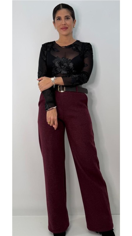 PANTALON DE PAÑO BURDEOS 2