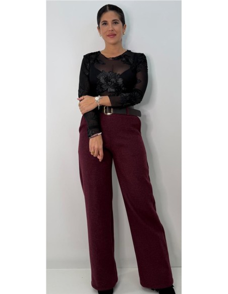 PANTALON DE PAÑO BURDEOS