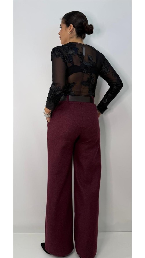 PANTALON DE PAÑO BURDEOS